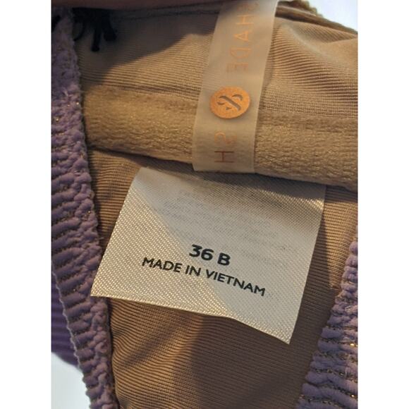 Triangle Bikini Top Shade Shore Lilac Purple Lurex 36B Swimsuit Underwire Plunge - Picture 10 of 11